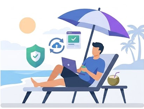 Una persona descansando en la playa mientras la app sigue funcionando